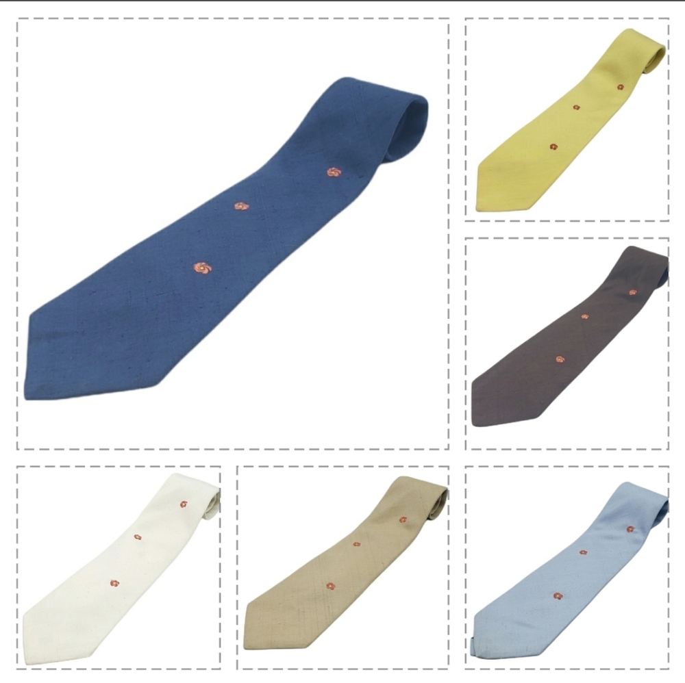 2/$15 Vintage Silk Neckties Floral Embroidered & Solid Shades